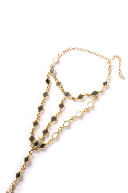 Mirror Hand Harness Bracelet Handmade Gold Wrist Chain Ring