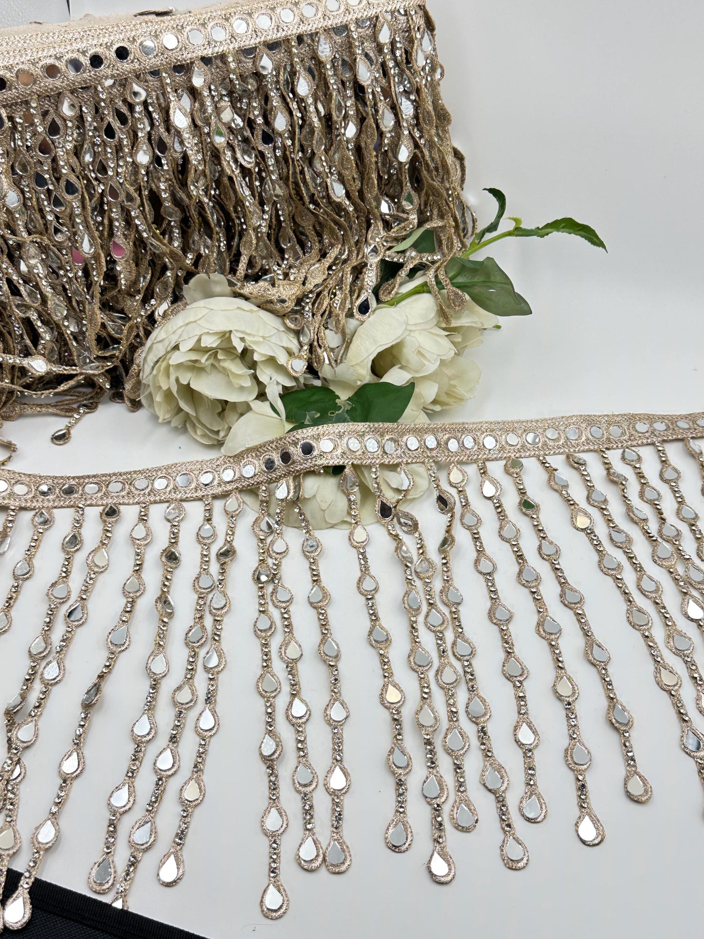Gold Mirror Tassel Lace Trim Tassel Fringe Border