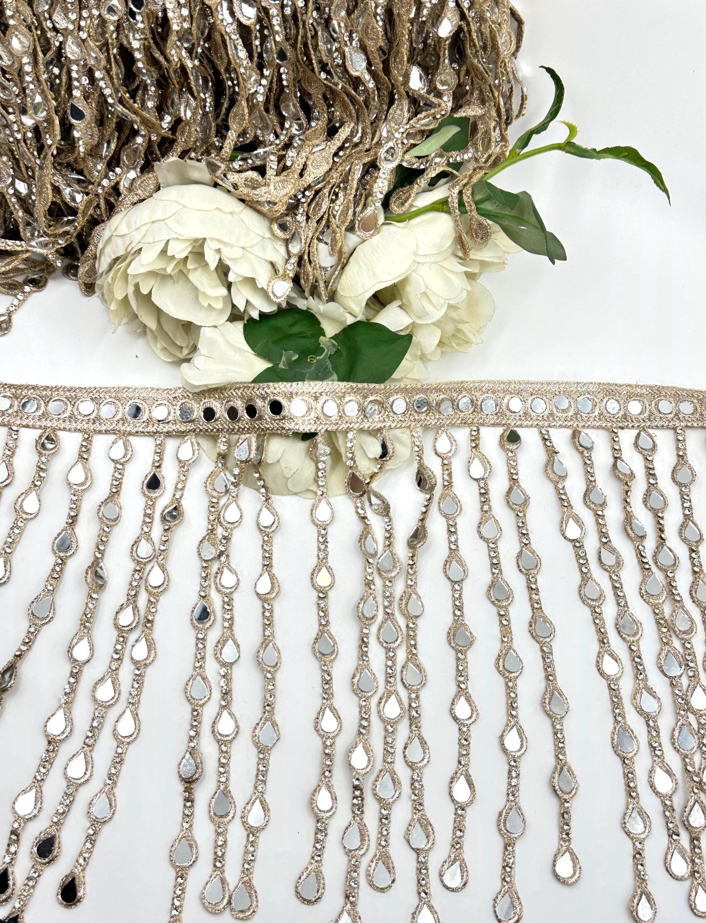 Gold Mirror Tassel Lace Trim Tassel Fringe Border