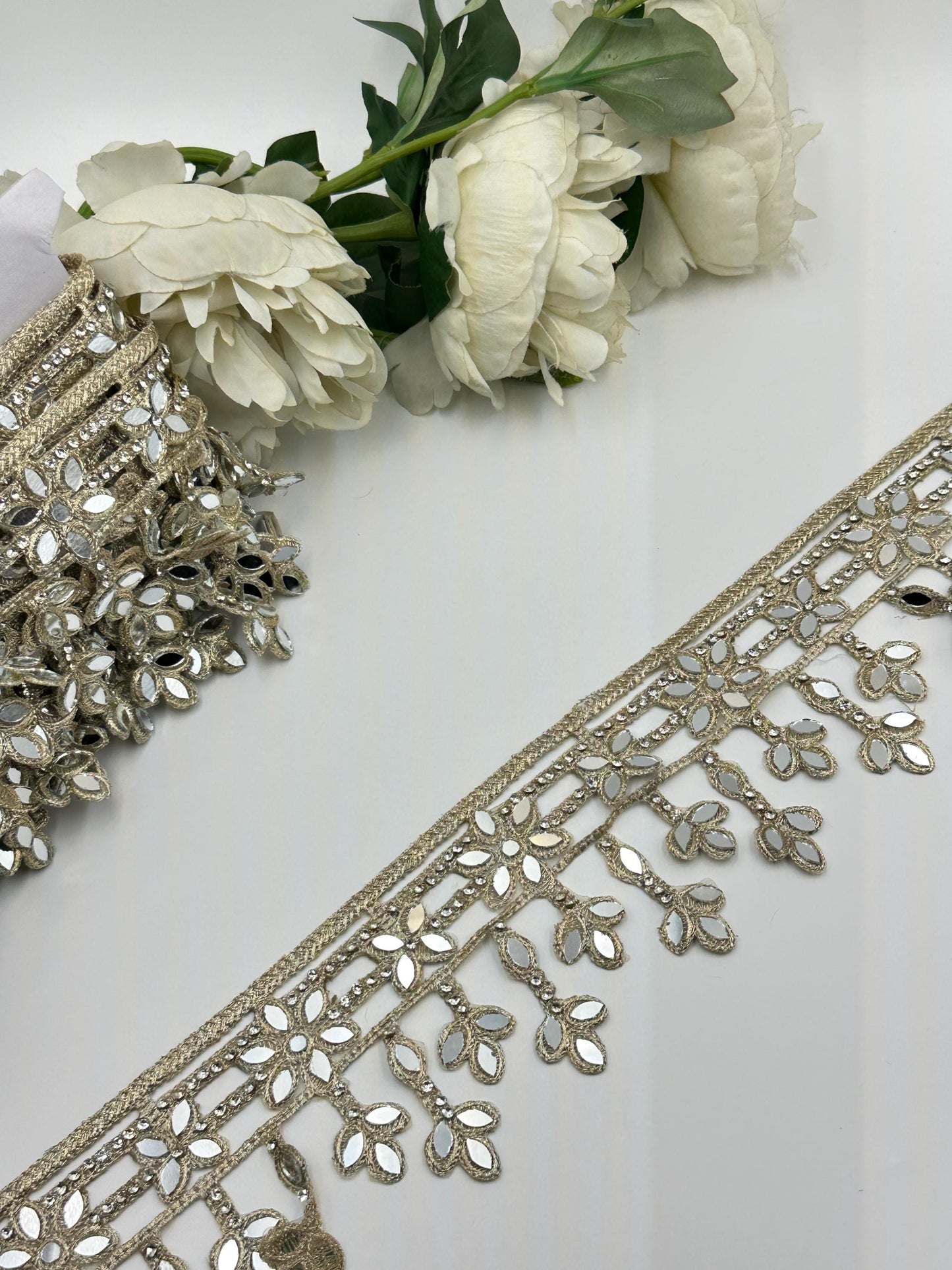 Light Gold Mirror Lace Trim Saree Border Trim