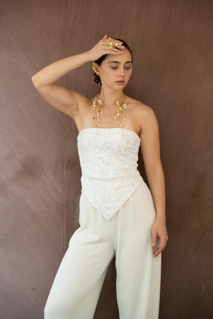 Gold Statement Jewelry Set Choker Necklace Ear Cuff Hand Chain Ring