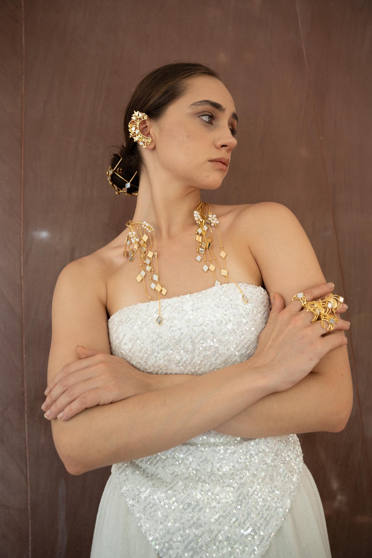 Sculptural Gold Ear Cuff, Botanical Filigree, No Piercing Ear Jewelry