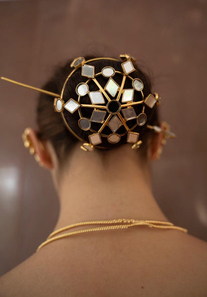 Gold Hair Bun Cage Bridal Bun Holder Statement Hair Jewelry