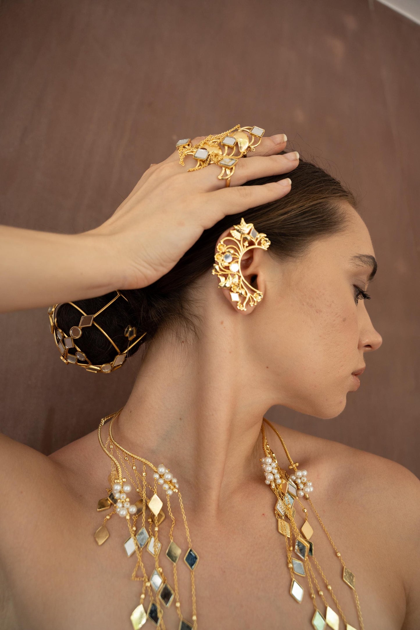 Gold Hair Bun Cage Bridal Bun Holder Statement Hair Jewelry