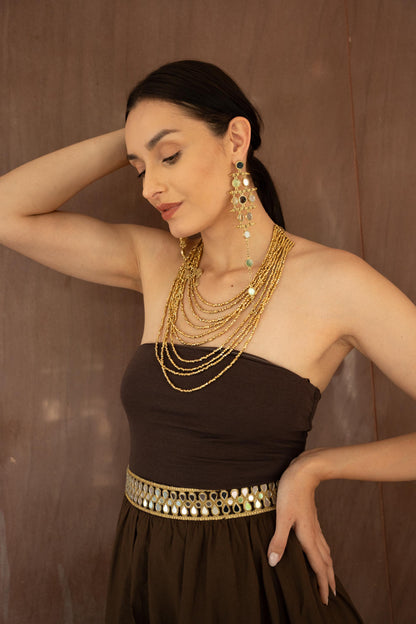 Gold Mirror Waist Belt, Bridal Waist Jewelry