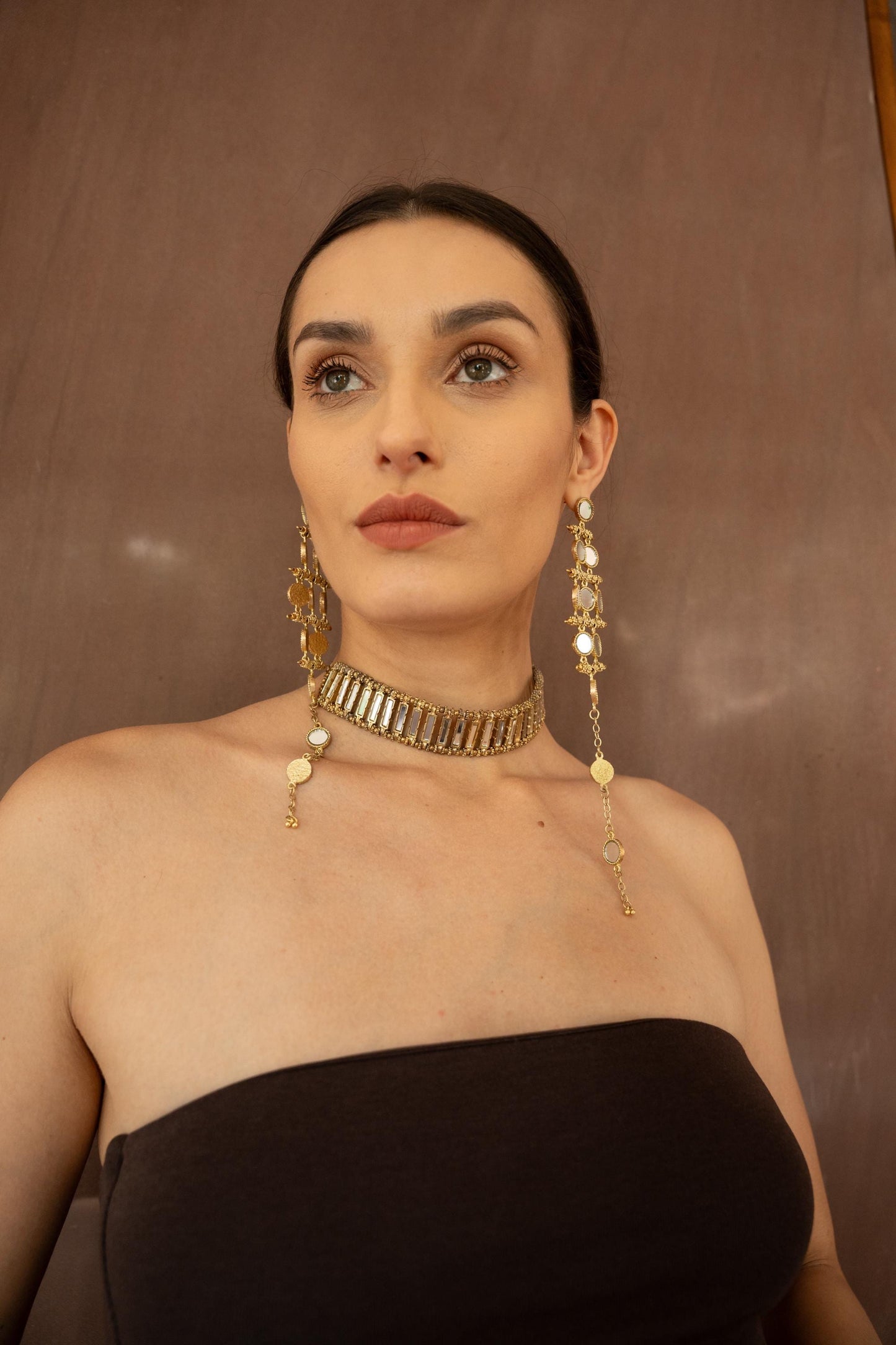 Handmade Green Enamel Gold Choker Necklace