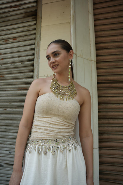 Gold Mirror Drop Earrings, Minimal Chain Earrings