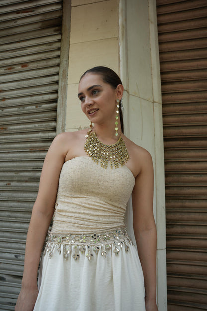 Boho Mirror Waist Belt Handmade Zircon Chain Belly Belt