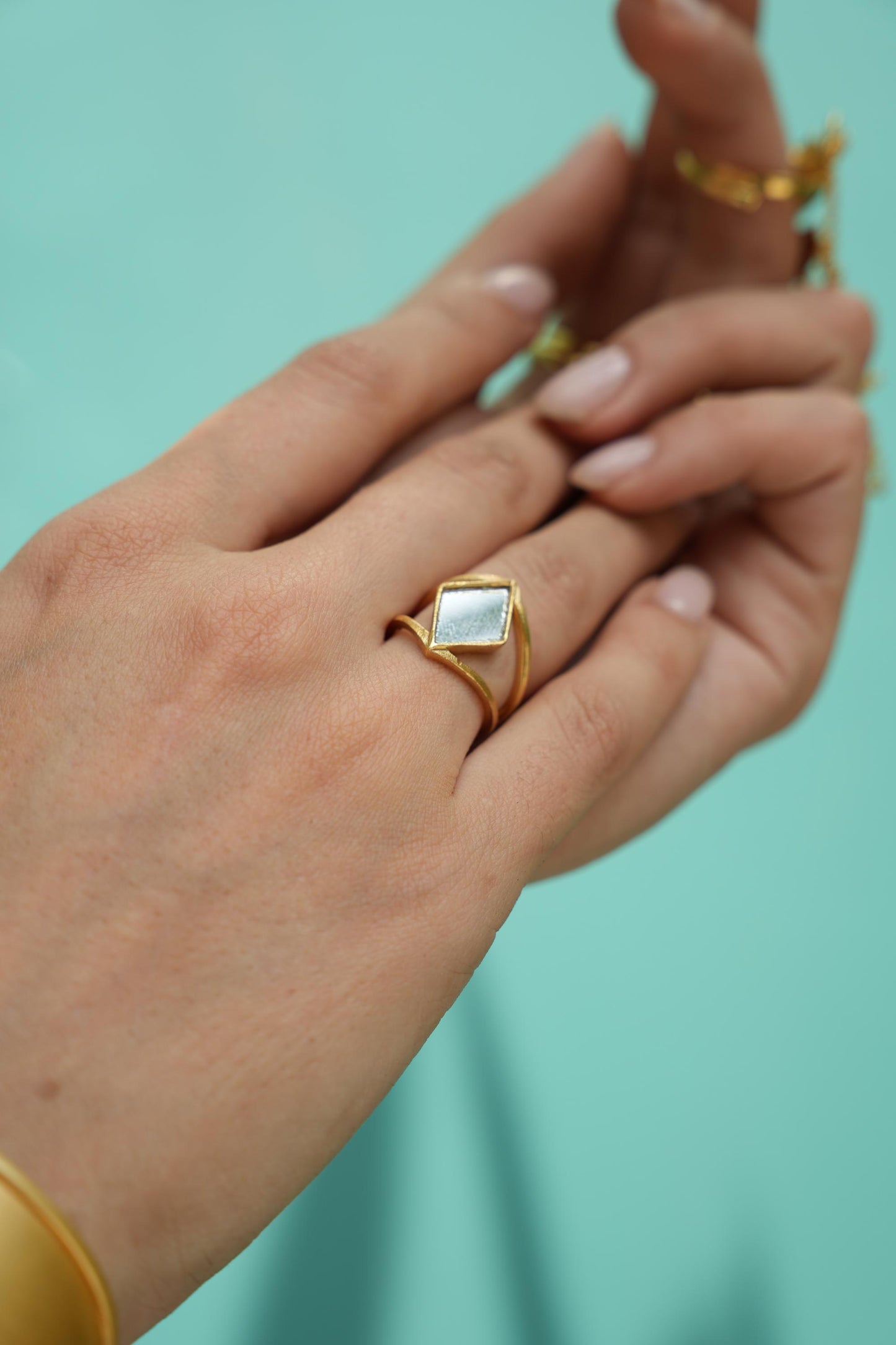 Adjustable Gold Mirror Ring Minimalist Open Ring