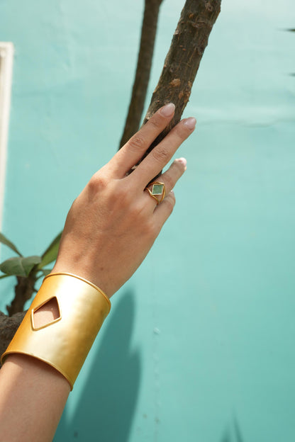 Gold Statement Cuff Bracelet with Geometric Cutout