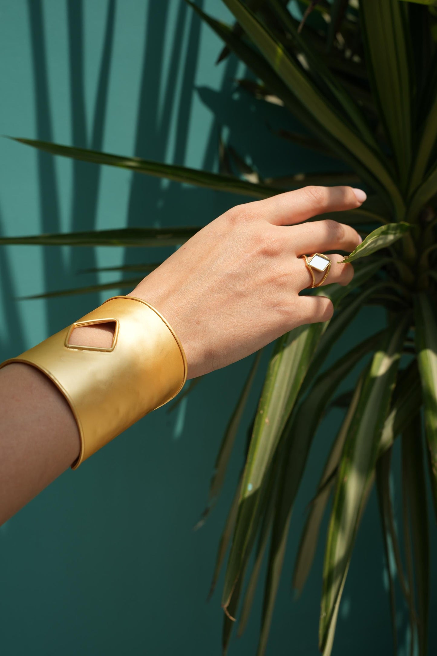 Gold Statement Cuff Bracelet with Geometric Cutout