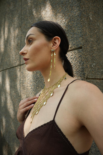 Gold Mirror Drop Earrings Handmade Statement Earrings