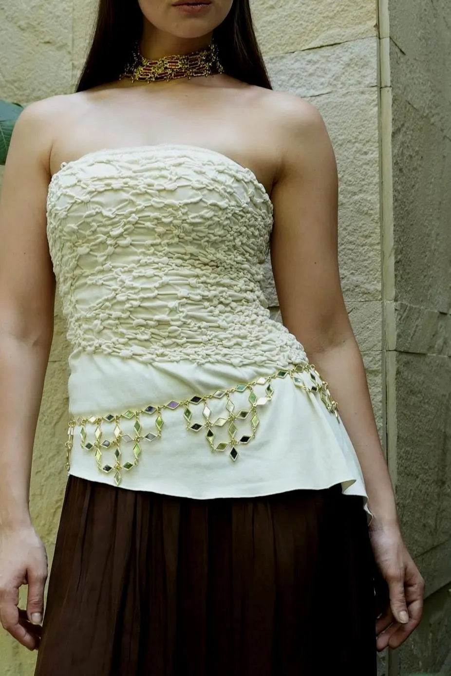 Gold Mirror Drop Adjustable Chain Belt