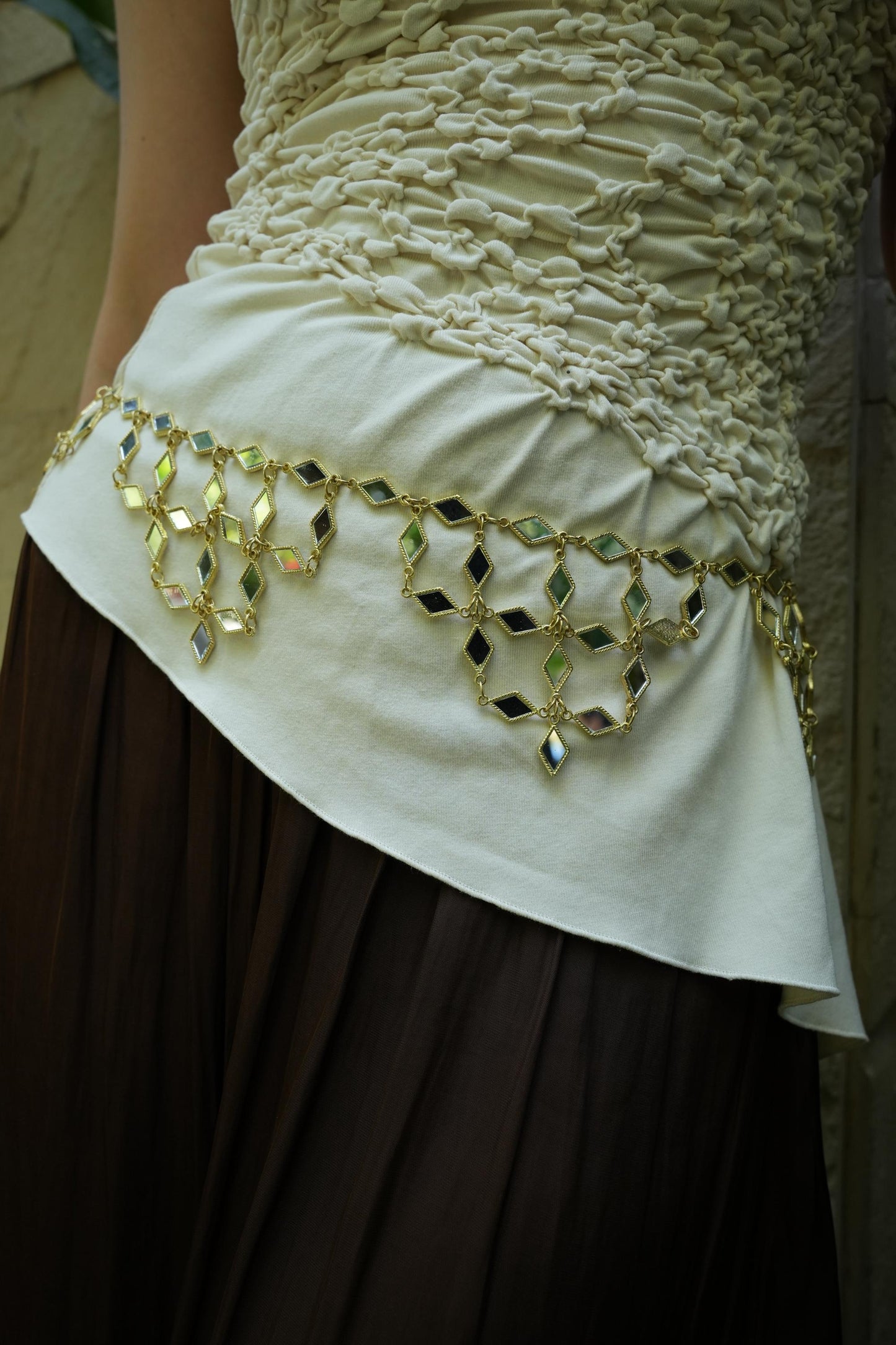 Gold Red Choker Necklace & Waist Belt Set