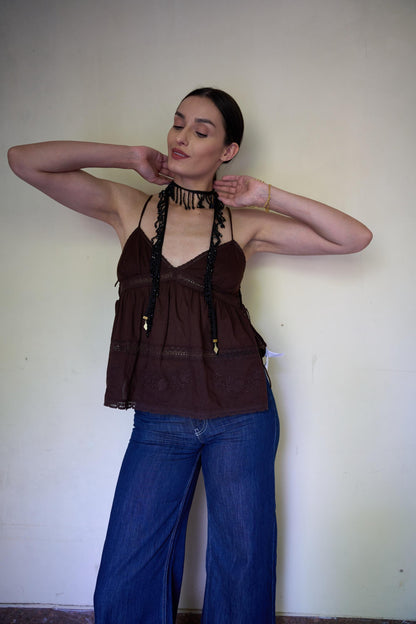 Handmade Crystal Fringe Choker Necklace Wrap Around Statement