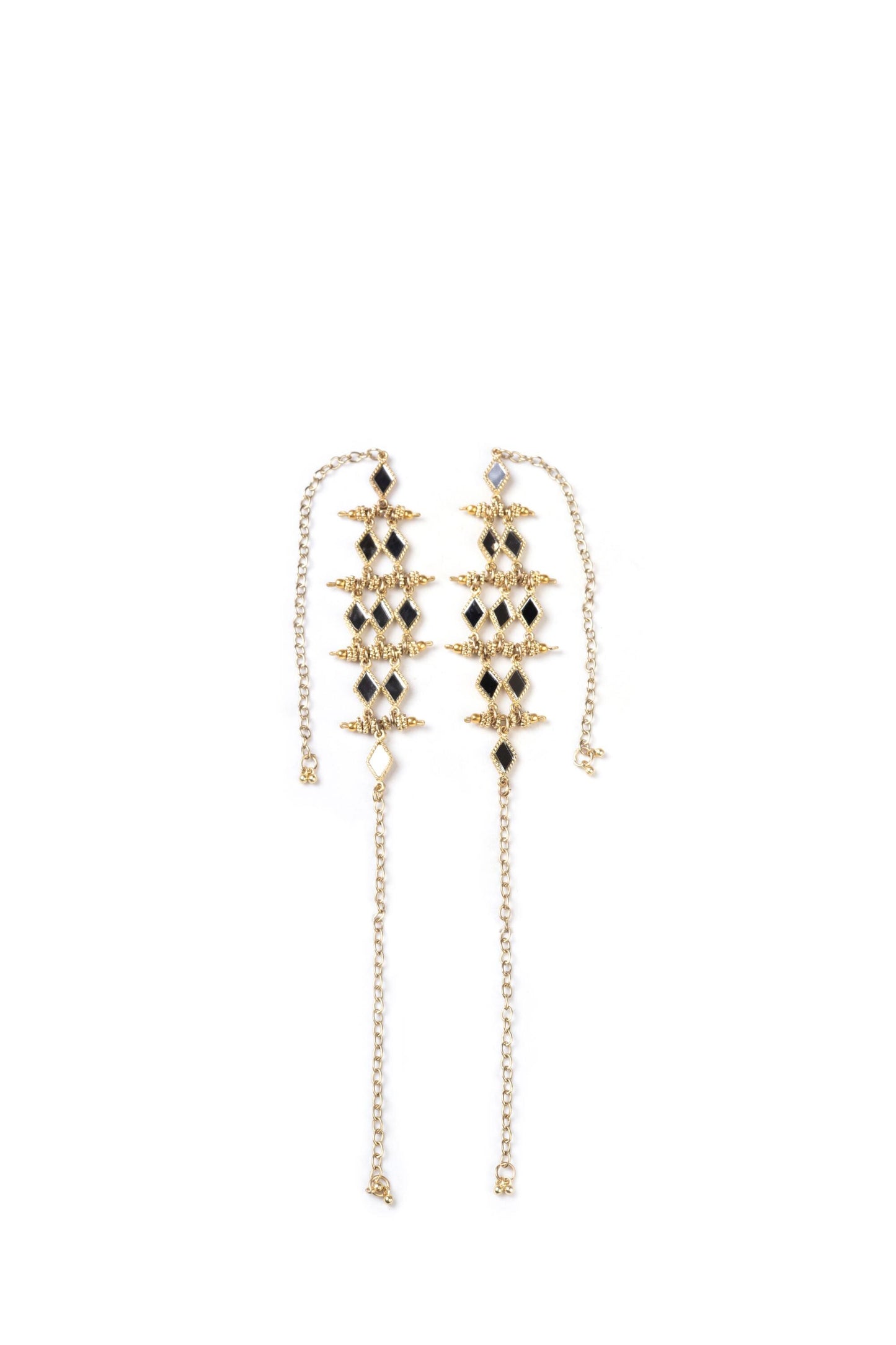 Silver Mirror Chain Earrings Long Dangle Statement