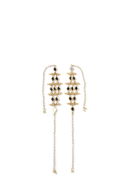 Silver Mirror Chain Earrings Long Dangle Statement
