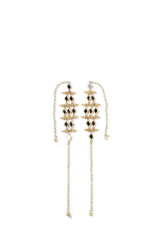 Silver Mirror Chain Earrings Long Dangle Statement