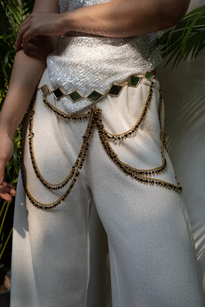 Boho Black Beaded Body Chain Belt Waist Chain Belt