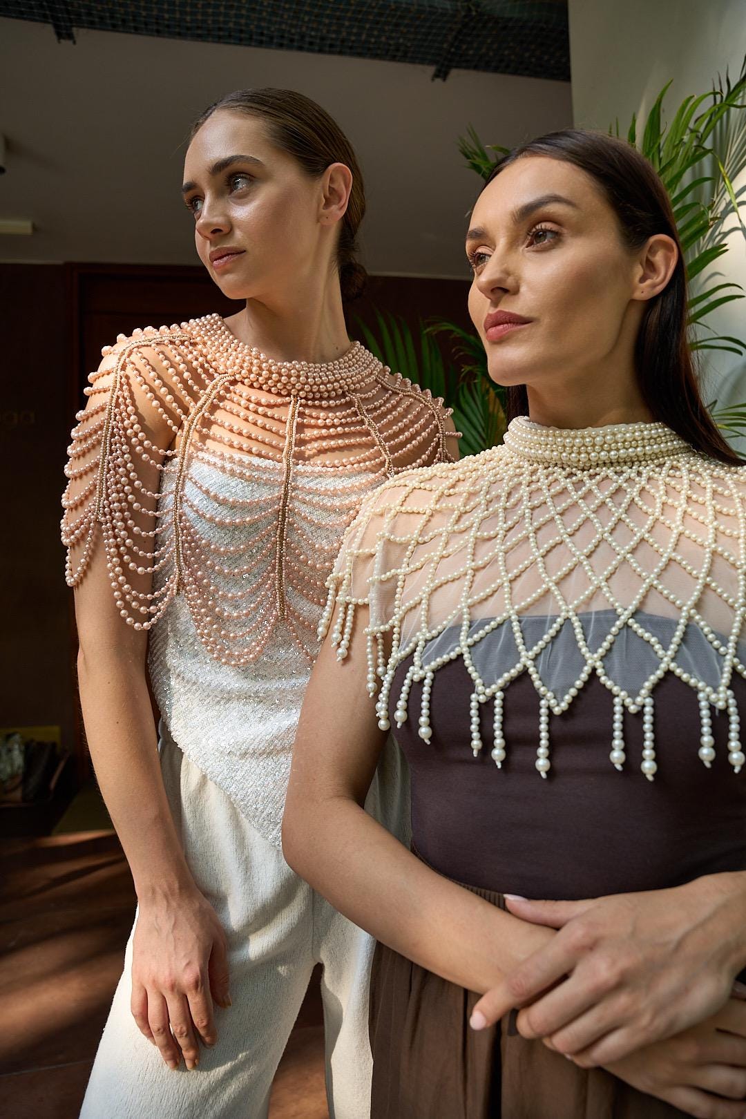 Pearl Beaded Shoulder Cape, Bridal Pearl Cover Up