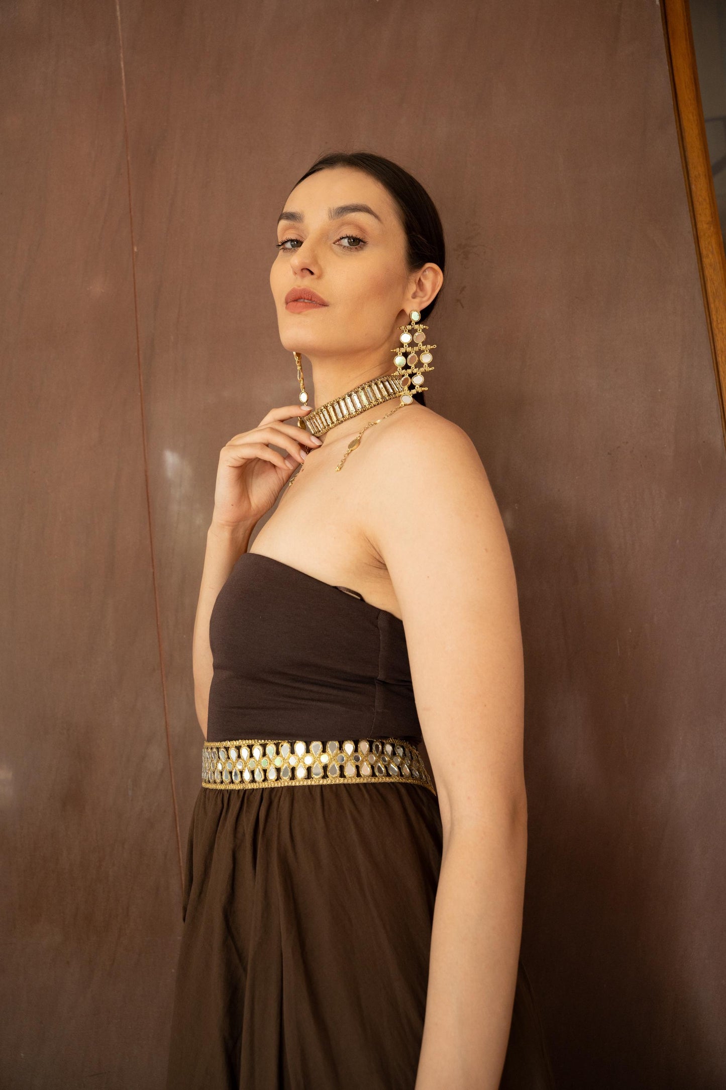 Handmade Green Enamel Gold Choker Necklace