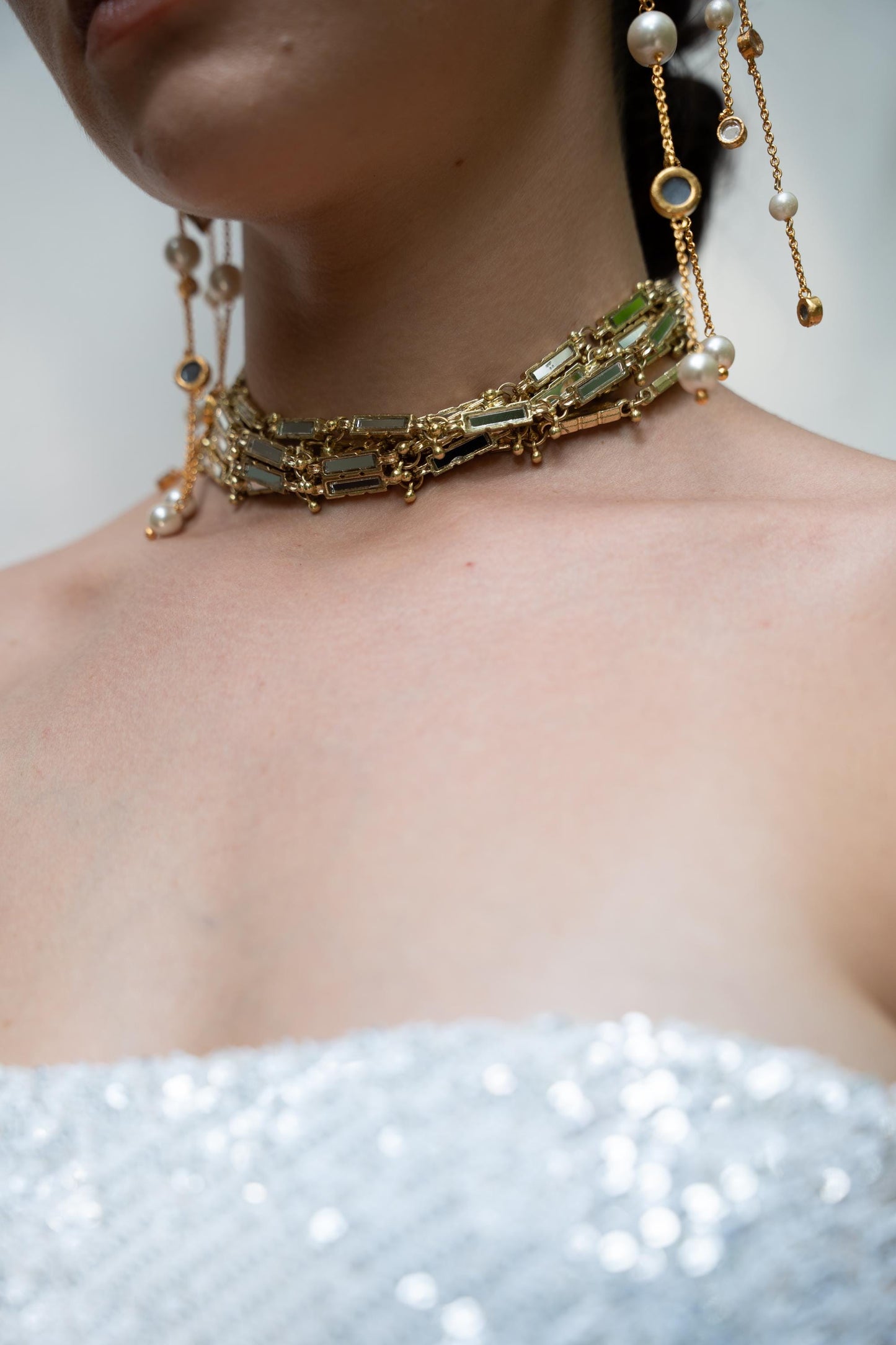 Handmade Gold & Blue Choker Necklace