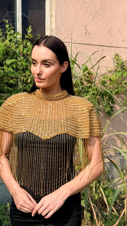 Handmade Gold Shoulder Cape Coverup Statement
