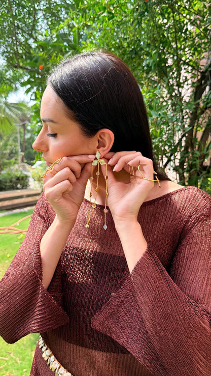 Geometric Gold Mirror Shoulder Duster Drop Earring