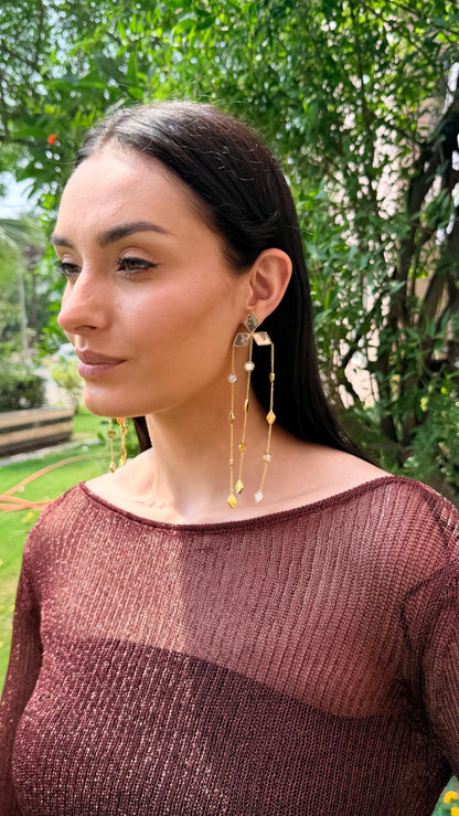 Geometric Gold Mirror Shoulder Duster Drop Earring