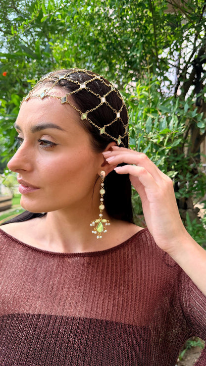 Gold Teardrop Mirror Earring Handmade Brass Jewelry