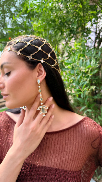 Gold Teardrop Mirror Earring Handmade Brass Jewelry