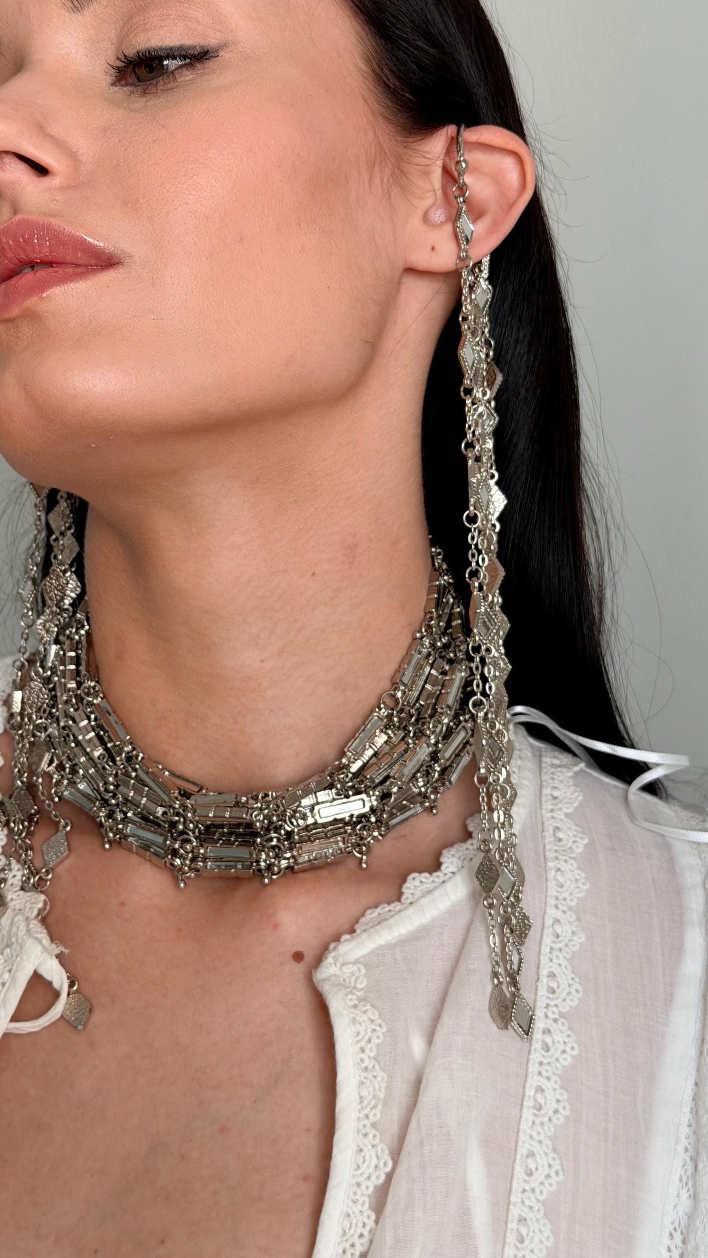 Silver Handmade Statement Choker Necklace