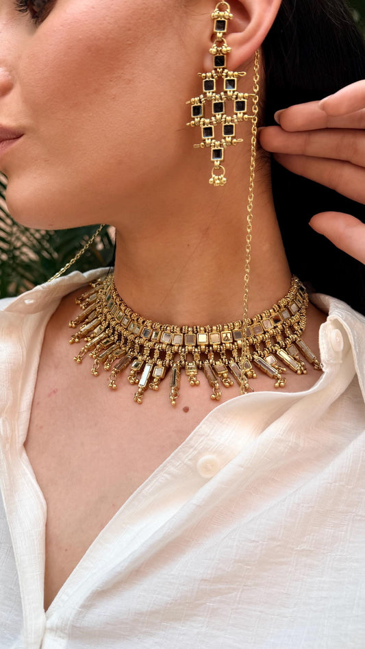 Handmade Ethnic Mirror Choker Beaded Jewelry