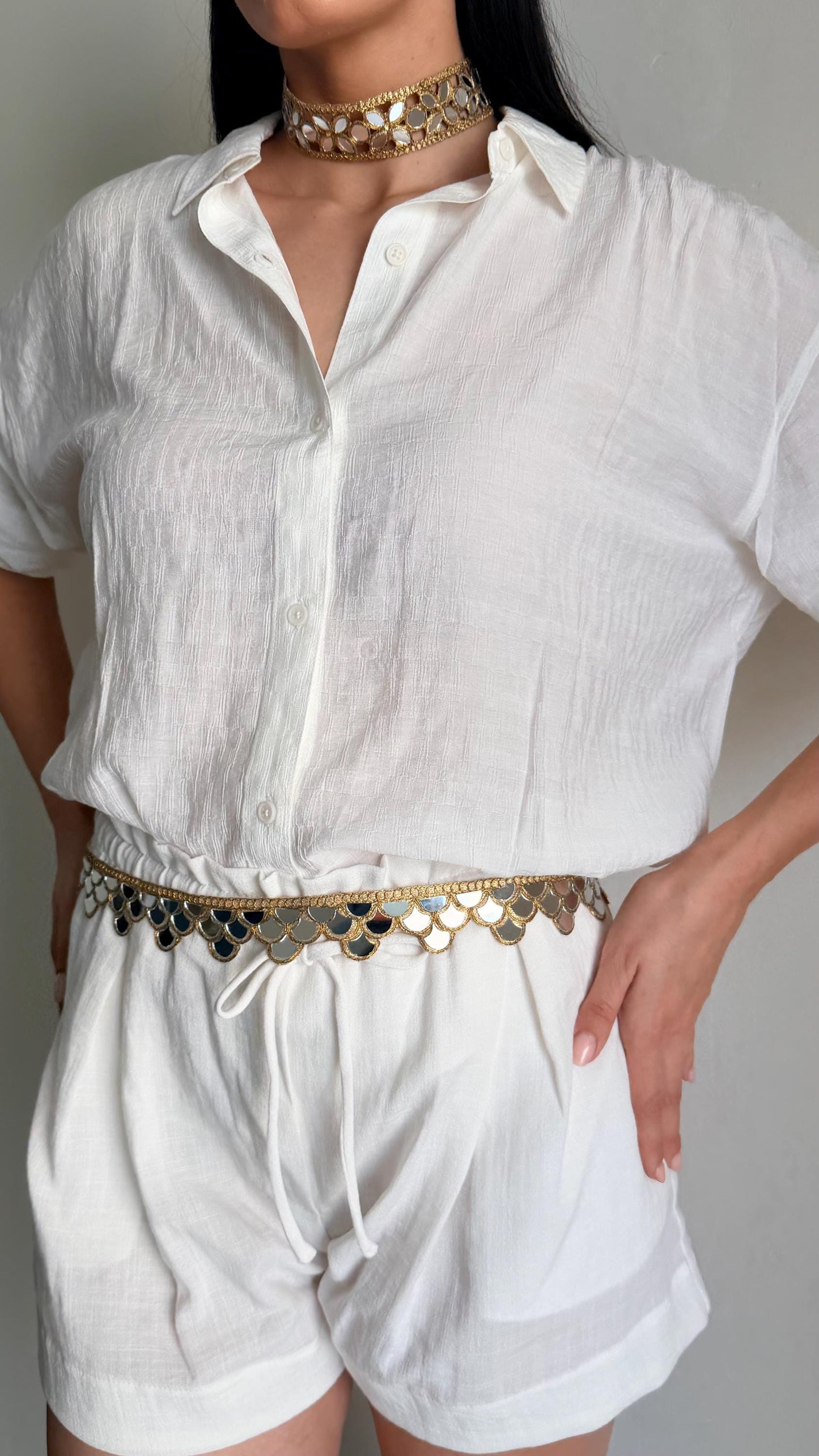 Geometric Pattern Handmade Mirror Belt Boho wait Belt