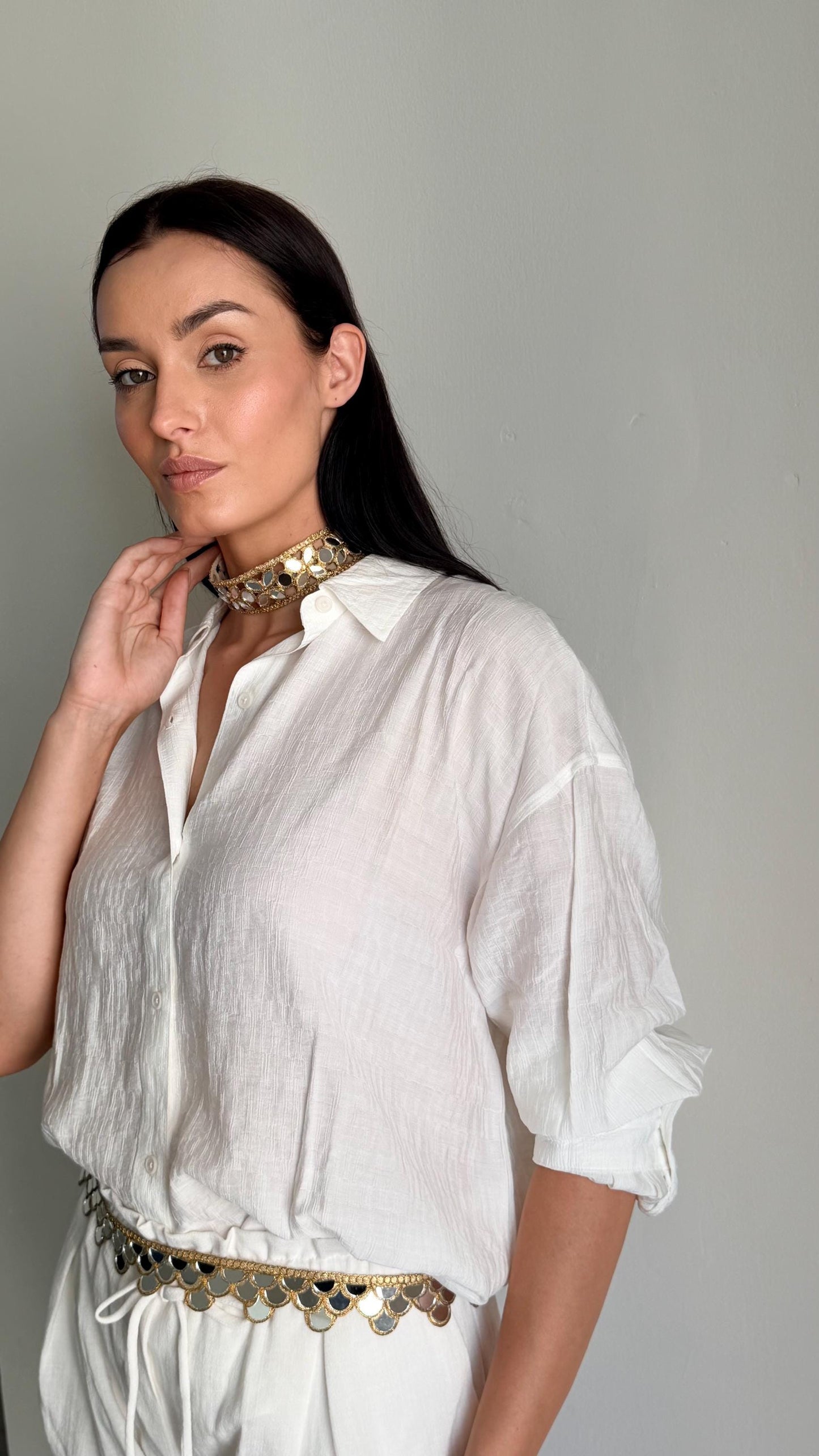 Geometric Pattern Handmade Mirror Belt Boho wait Belt