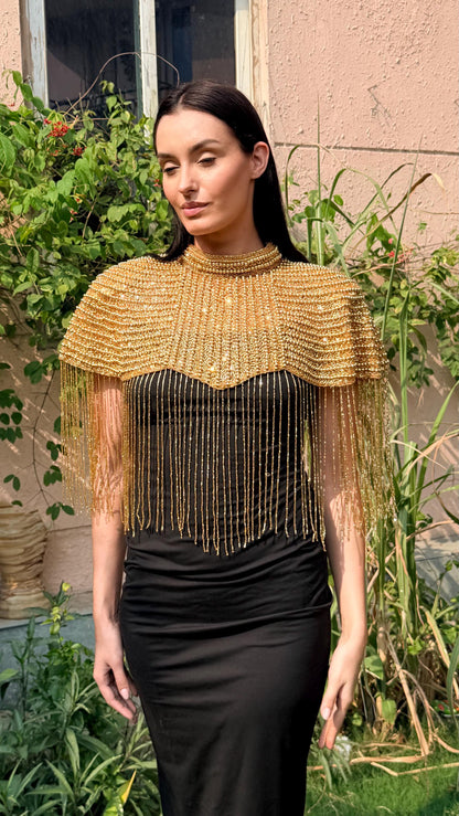 Handmade Gold Shoulder Cape Coverup Statement