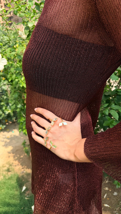 Gold Mirror Palm Cuff Bracelet Handmade Brass Hand Jewelry