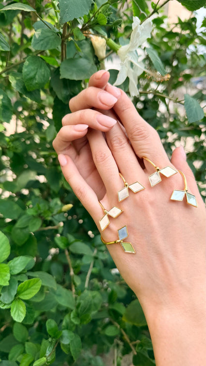Gold Mirror Palm Cuff Bracelet Handmade Brass Hand Jewelry
