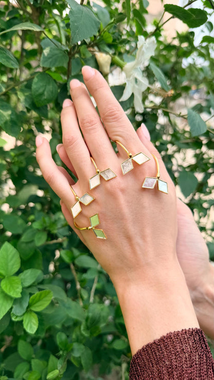 Gold Mirror Palm Cuff Bracelet Handmade Brass Hand Jewelry