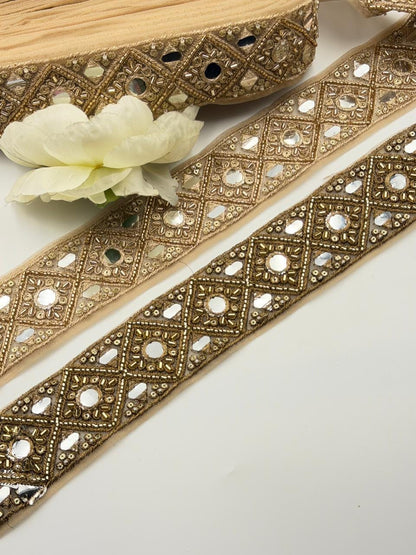Champagne Gold Mirror Zari Trim Cutdana