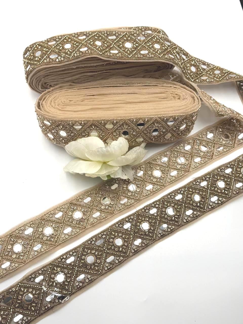 Champagne Gold Mirror Zari Trim Cutdana