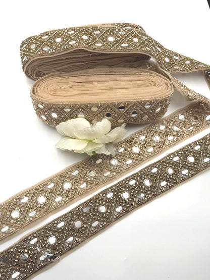 Champagne Gold Mirror Zari Trim Cutdana