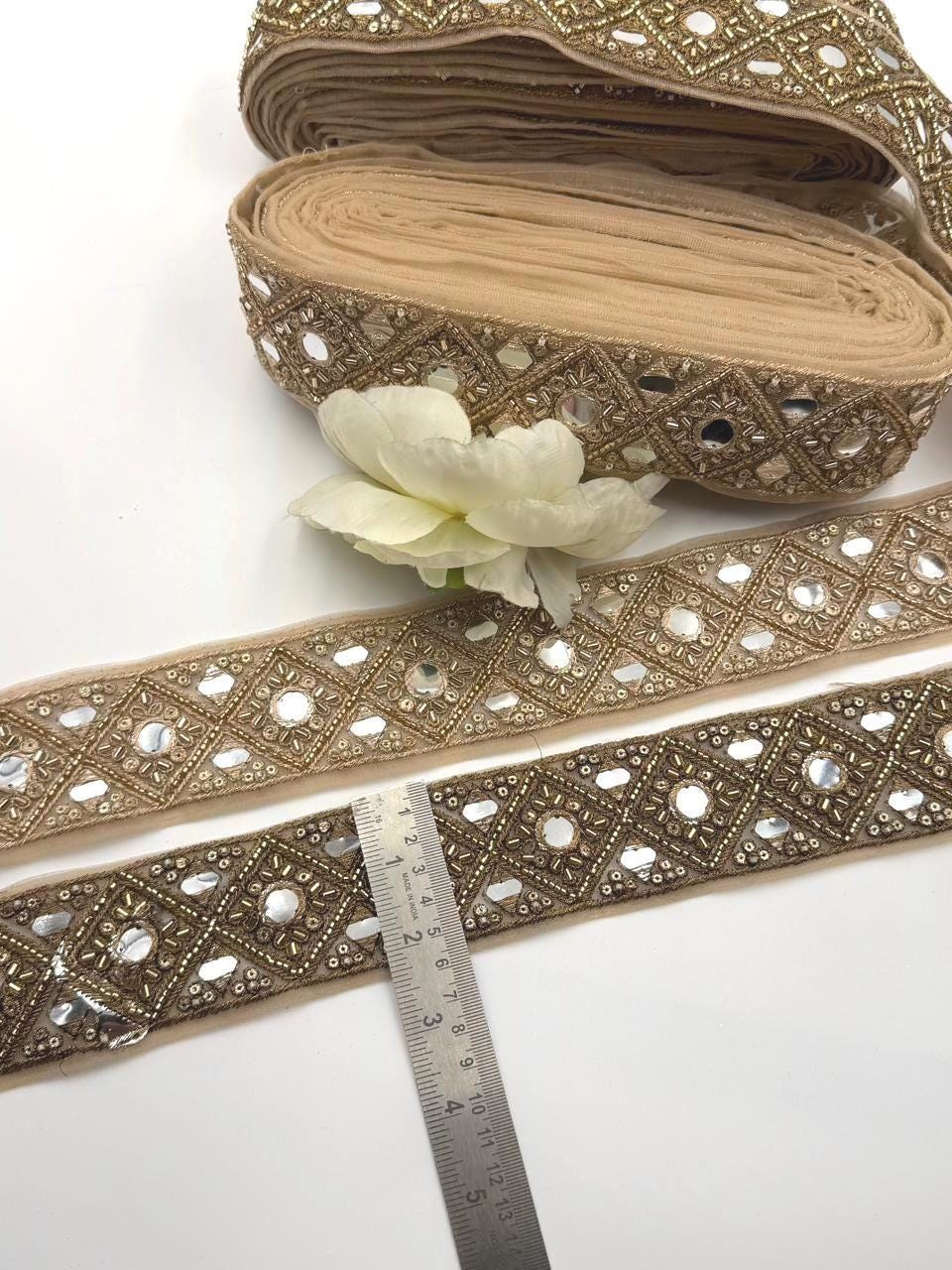 Champagne Gold Mirror Zari Trim Cutdana