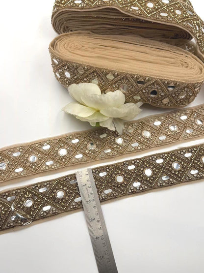 Champagne Gold Mirror Zari Trim Cutdana