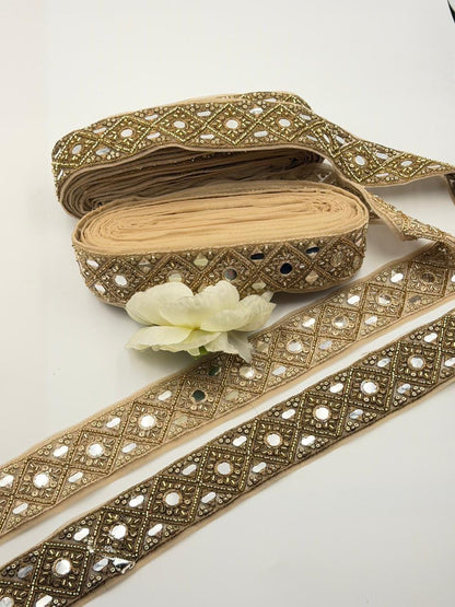 Champagne Gold Mirror Zari Trim Cutdana