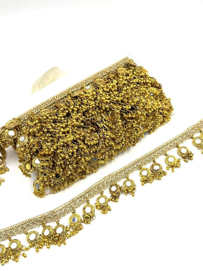 Hand Embroidered Zari Mirror Tassel Trim Hand Made