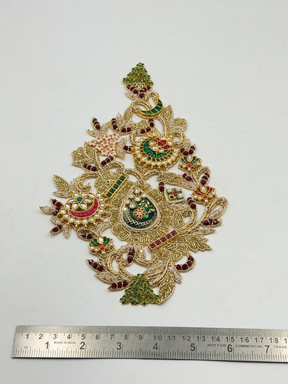 Hand Embroidered Kundan Applique Patch