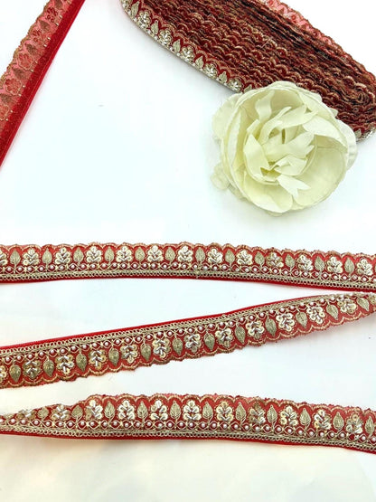 Thin Embroidered Beaded Lace Trim