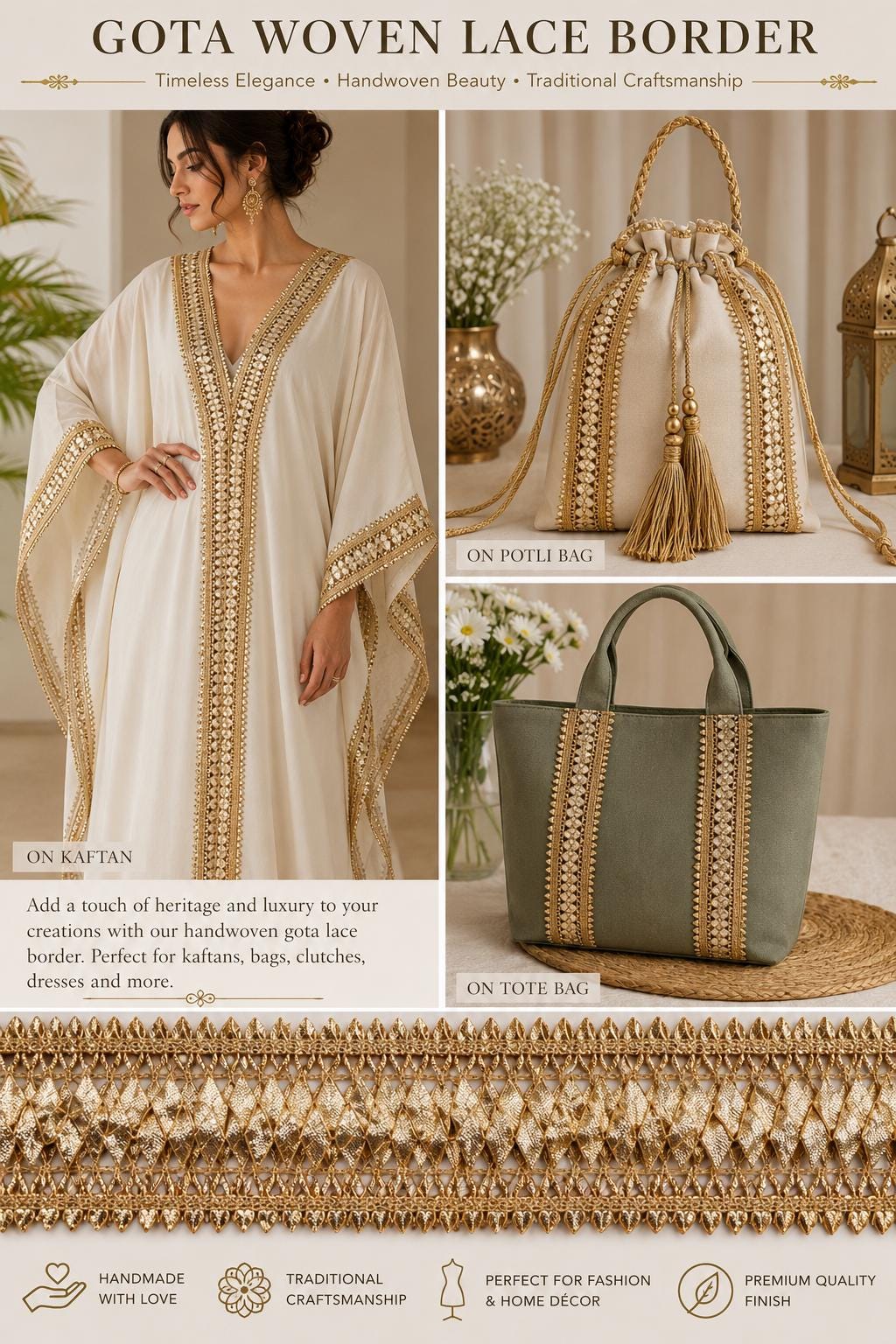 Handwoven Gota Patti Lace Trim