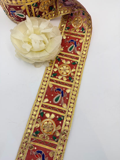 Peacock Gota Patti Border Lace Trim